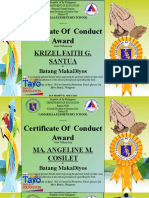 Certificate of Conduct Award: Krizel Faith G. Santua