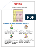 Activity 2: Personal Pronoms and Verb To Be