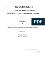 Research Methods in Accounting and Finance (Acfn3101) Assign. Yeshemebet Milkesa