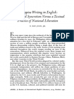 Philippine Writing in English: Postcolonial Syncretism Versus A Textual Practice of National Liberation