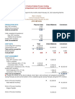 L1-Practice Problem-Process Costing-Single Department Cost of Production Report