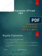 Regular Expression, DFA and NFA: Prepared By: Prof. J. S. Dhobi Prof. M. D. Mehta