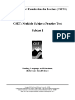 CSET: Multiple Subjects Practice Test Subtest I: California Subject Examinations For Teachers (CSET®)
