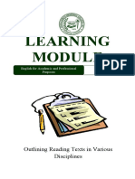 Learning: Outlining Reading Texts in Various Disciplines