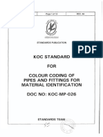 Koc Standard FOR Colour Coding of Pipes and Fittings For Material Identification Doc No: Koc-Mp-026