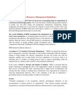 Human Resources Management Definitions