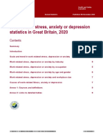 Work-Related Stress, Anxiety or Depression Statistics in Great Britain, 2020