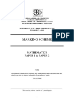 PMR Percubaan 2008 SBP Mathematics Answers