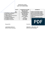 DWSSCB Toda List of Officers: Name of Participants Position in The DWCB Toda Address