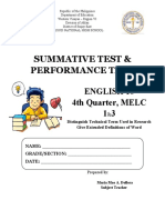 Summative Test & Performance Task: English 10 4th Quarter, MELC 1 3