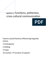 Speech Functions, Politeness, and Cross Cultural Communication