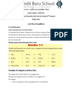 Unit Two Acid-Base Equilibria: First Quarter Chemistry Test Two For Grade 12 Group A