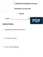 Namagunga Primary Boarding School P.3 Revision Set (1) May 2020 English