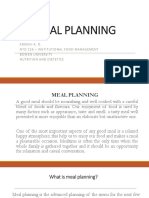 Meal Planning: Adeniji A. O. NTD 226 - Institutional Food Management Bowen University Nutrition and Dietetics