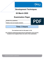 Software Development Techniques 05 March 2020 Examination Paper