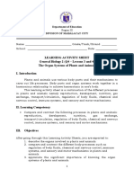 Learning Activity Sheet General Biology 2 (Q4 - Lessons 3 and 4) The Organ Systems of Plants and Animals