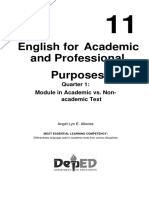 English For Academic and Professional Purposes: Quarter 1: Module in Academic vs. Non-Academic Text
