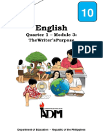 English: Quarter 1 - Module 3: Thewriter'Spurpose