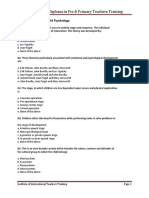 International Diploma in Pre & Primary Teachers Training: Chapter 1-MCQ For Child Psychology