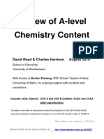 Review of A-Level Chemistry Content: David Read & Charles Harrison August 2010