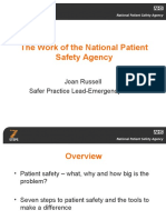 The Work of The National Patient Safety Agency: Joan Russell Safer Practice Lead-Emergency Care