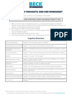 Testing Your Thoughts: Side One Worksheet: Cognitive Distortions