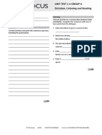 Focus2 2E Unit Test Dictation Listening Reading Unit1 GroupA