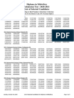 Diploma in Midwifery Admission Test: 2020-2021 List of Selected Candidates