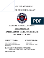 Ambulatory Care, Acute and Critical Care