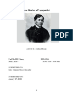 Jose Rizal As A Propagandist: Activity 2.2 Critical Essay