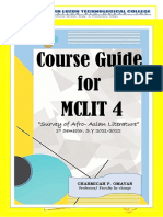 Course Guide For Mclit 4 Survey of Afro - Asian Literature