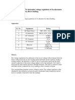 Experiment No.4: To Determine Voltage Regulation of 3 Alternator by Direct Loading