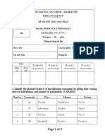 Phonetics and Phonology - Mã đề 001- ĐỀ THI - K6TA1