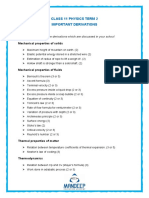 Class 11 Physics Important Derivation of Term 2