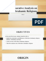 Comparative Analysis On The Abrahamic Religions Week 7