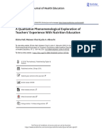 A Qualitative Phenomenological Exploration of Teachers Experience With Nutrition Education