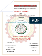 Project Report On Industrial Visit: For Partial Fulfilment of The Requirement For The