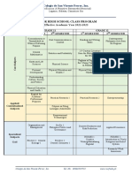 Senior High School Class Program: Effective Academic Year 2022-2023