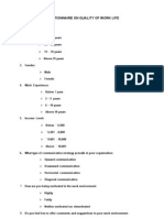 Questionnaire On Quality of Work Life