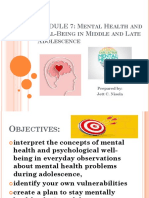 MODULE 7 Mental Health and Well Being in Middle and Late Adolescence