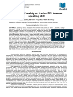 The Effect of Anxiety On Iranian Efl Learners Speaking Skill International Research Journal of Applied Basic Science 2014