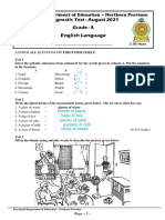 English Grade 8 Diagnostic Test Northern Province 2021