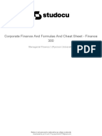 Corporate Finance and Formulas and Cheat Sheet Finance 300