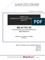 BEACTG 03 REVISED MODULE 8 Components of Stockholder's Equity of Different Forms of Business Ownership