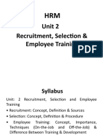 Unit 2 Recruitment Selection & Employee Training