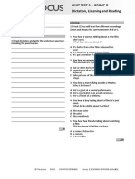 Focus2 2E Unit Test Dictation Listening Reading Unit3 GroupB