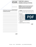 Focus2 2E Unit Test Dictation Listening Reading Unit2 GroupA