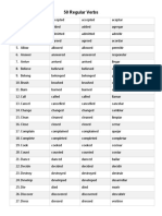 50 Regular Irregular Verbs