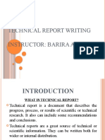 Technical Report Writing Instructor: Barira Abrejo