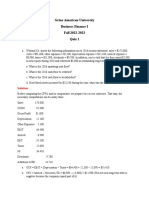 Grine American University Business Finance I Fall 2022-2023 Quiz 1